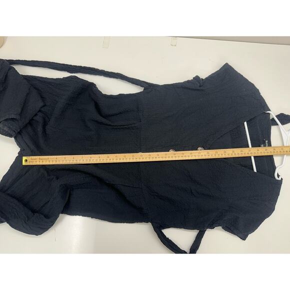 Express Womens Jumpsuit Size Large Black Short Sleeve V-Neck One Piece - Picture 12 of 15